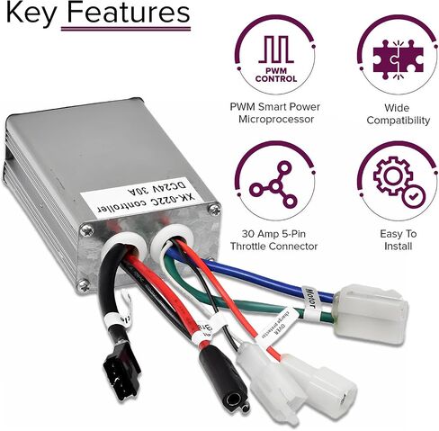 AlveyTech Currie 24 Volt 30A 5-Pin Controller - Replacement for Currie Series 500, 650, 750, 900 eZip, IZIP, GT, Mongoose, Schwinn Electric Scooter, E-Bike Control Module, Motor Parts for Scooters in Saudi Arabia