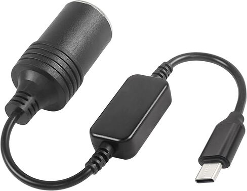 محول كابل USB من النوع C إلى ولاعة السجائر، نوع C ذكر 5 فولت 3 أمبير إلى 12 فولت مقبس ولاعة السجائر أنثى تصعيد كابل الطاقة للسيارة in Saudi Arabia