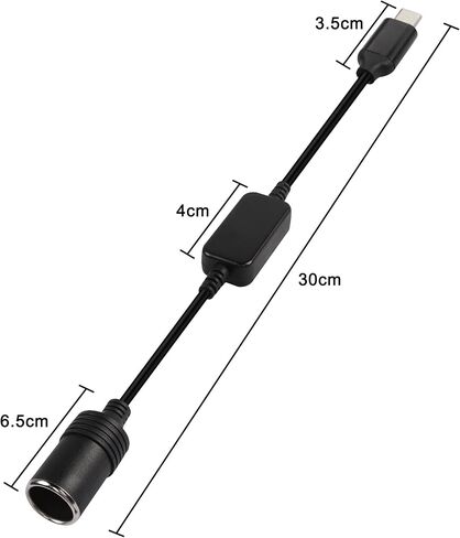 محول كابل USB من النوع C إلى ولاعة السجائر، نوع C ذكر 5 فولت 3 أمبير إلى 12 فولت مقبس ولاعة السجائر أنثى تصعيد كابل الطاقة للسيارة in Saudi Arabia