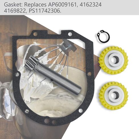 W10112253 & 240210-2 Mixer Worm Gear Kit Compatible with Most of Whirlpool & KitchenAid Stand Mixer, Included 4162324 Gasket and Food Grade Grease - The Perfect Kitchen Assistant. in Saudi Arabia