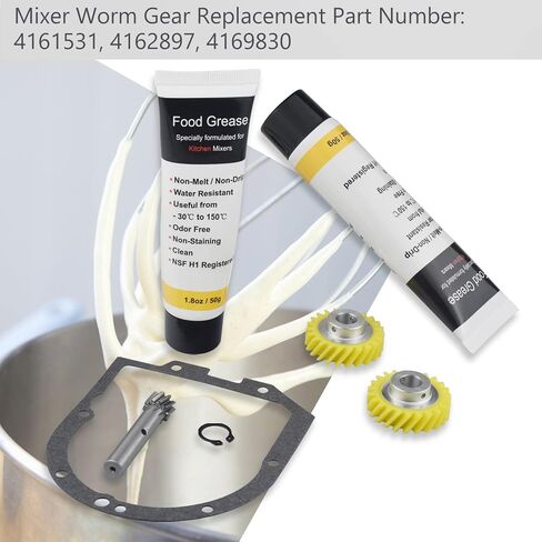 W10112253 & 240210-2 Mixer Worm Gear Kit Compatible with Most of Whirlpool & KitchenAid Stand Mixer, Included 4162324 Gasket and Food Grade Grease - The Perfect Kitchen Assistant. in Saudi Arabia