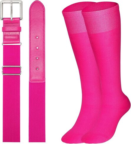 XZQTIVE Baseball Softball Socks and Baseball Softball Belt Combo Set Knee-High Soccer Socks for Kids Youth Adult in Saudi Arabia