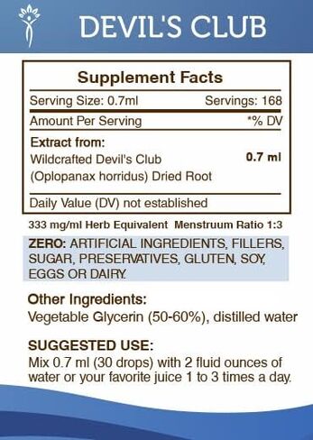 Secrets of the Tribe Devil's Club Tincture Alcohol-Free Liquid Extract, Wildcrafted Devil's Club (Oplopanax horridus) Dried Root (4 FL OZ) in Saudi Arabia