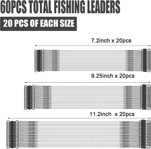 60pcs Fishing Tackle Leaders, Stainless Steel Fishing Leader Line Wire with Swivel Buckles for Saltwater & Freshwater Connecting Fishing Tackle Lure or Hook in Saudi Arabia