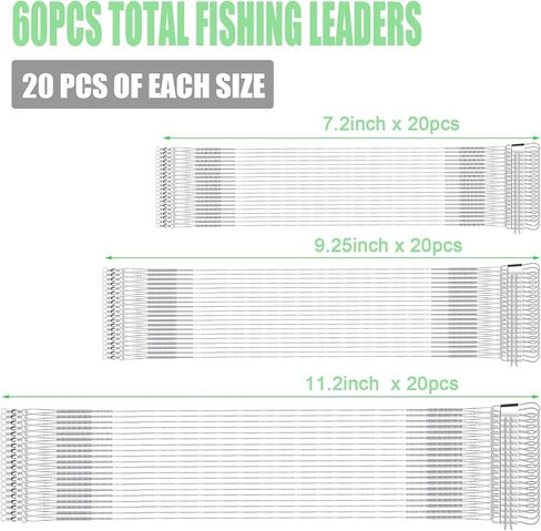 60pcs Fishing Tackle Leaders, Stainless Steel Fishing Leader Line Wire with Swivel Buckles for Saltwater & Freshwater Connecting Fishing Tackle Lure or Hook in Saudi Arabia