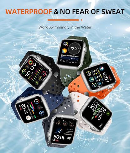 Getino Compatible with Apple Watch Band 40mm 38mm 41mm 44mm 45mm 49mm 42mm for Women Men iWatch SE Ultra Series 9 8 7 6 5 4 3 2 1, Durable Stylish Flexible Breathable Soft Silicone Sport Bands, 4 Pack in Saudi Arabia