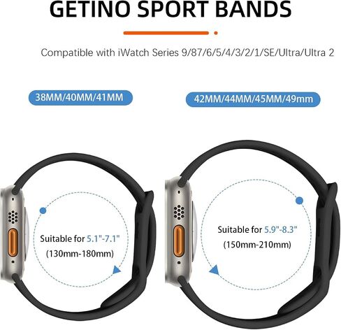 Getino Compatible with Apple Watch Band 40mm 38mm 41mm 44mm 45mm 49mm 42mm for Women Men iWatch SE Ultra Series 9 8 7 6 5 4 3 2 1, Durable Stylish Flexible Breathable Soft Silicone Sport Bands, 4 Pack in Saudi Arabia