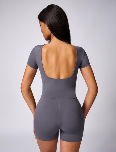 Women's Backless Workout Tops Double Lined Slim Fit Tee Sexy Open Back Shirts Summer Y2K Crop Short Sleeve Shirts in Saudi Arabia
