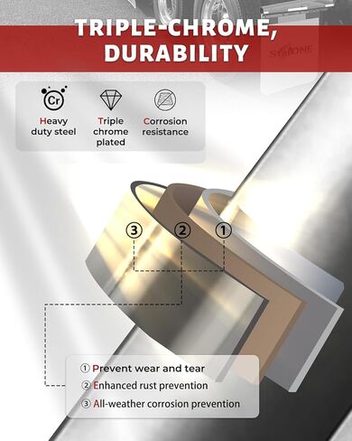 شماعات رفرف الطين المحملة بنابض من الكروم شديدة التحمل مباشرة لشبه الشاحنات | تباعد البراغي 2.5 بوصة، الطول 30 بوصة، مع أشرطة عاكسة من الألومنيوم (قطعتان) in Kuwait
