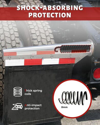 شماعات رفرف الطين المحملة بنابض من الكروم شديدة التحمل مباشرة لشبه الشاحنات | تباعد البراغي 2.5 بوصة، الطول 30 بوصة، مع أشرطة عاكسة من الألومنيوم (قطعتان) in Kuwait