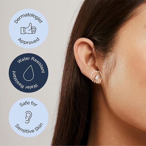 | Hypoallergenic Earrings | Titanium Bijou Stud Earrings | Small Silver Baguette Crystal Detail | Titanium Stud Earrings for Women | Earrings Studs, Sensitive Ears, Trendy Womens Earring Set in Saudi Arabia
