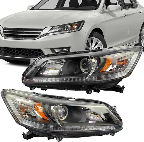 مجموعة المصابيح الأمامية متوافقة مع 2013-2015 Honda Accord 4-Door Sedan Halogen Headlamp استبدال - السائق الأيسر والجانب الأيمن للراكب HO2502151 HO2503151 in Kuwait