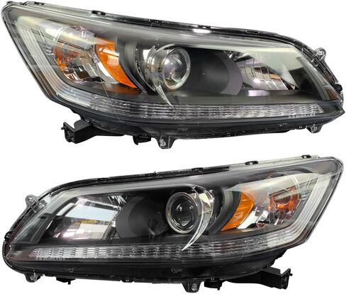 مجموعة المصابيح الأمامية متوافقة مع 2013-2015 Honda Accord 4-Door Sedan Halogen Headlamp استبدال - السائق الأيسر والجانب الأيمن للراكب HO2502151 HO2503151 in Kuwait