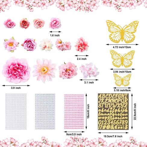 Graduation Cap Decorations Kit Include Assorted Flowers 3D Butterfly Stickers Glitter Rhinestones Alphabet Letter Number Stickers for DIY Grad Cap 2025 Graduation Party Supplies (Pink Flower) in Saudi Arabia