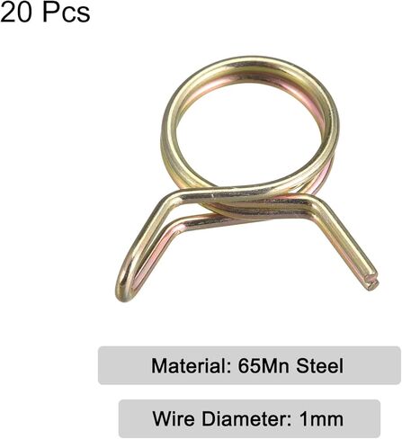 uxcell Double Wire Spring Hose Clamp, 20pcs 65Mn Steel 6mm Inner Dia Fit 6.7mm-7.3mm OD Hose Fuel Line Silicone Tube Spring Clips, Color Zinc Plated in Saudi Arabia