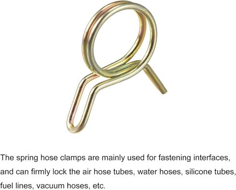 uxcell Double Wire Spring Hose Clamp, 20pcs 65Mn Steel 6mm Inner Dia Fit 6.7mm-7.3mm OD Hose Fuel Line Silicone Tube Spring Clips, Color Zinc Plated in Saudi Arabia