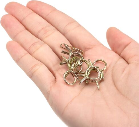 uxcell Double Wire Spring Hose Clamp, 20pcs 65Mn Steel 6mm Inner Dia Fit 6.7mm-7.3mm OD Hose Fuel Line Silicone Tube Spring Clips, Color Zinc Plated in Saudi Arabia