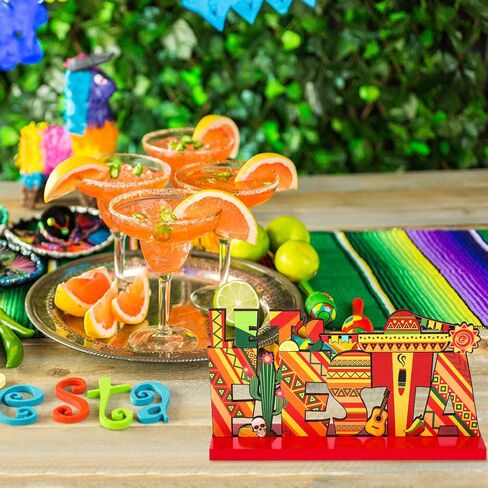 Blulu Fiesta Party الديكور المكسيكي Fiesta Table Signs Taco Bout a Party طاولة خشبية مركزية لعيد الميلاد المكسيكي Cinco de Mayo ديكور حفلات أعياد الميلاد، 7.87 × 4.72 بوصة، قطعتان in Kuwait