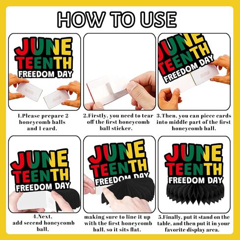 12 قطعة من ديكورات Juneteenth قطع مركزية على شكل قرص العسل ثلاثية الأبعاد مزدوجة الجوانب لجنوب أفريقيا يوم الحرية وديكورات طاولة يوم الاستقلال الأمريكي الأسود لحفلة Juneteenth in Kuwait