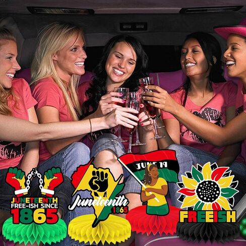 12 قطعة من ديكورات Juneteenth قطع مركزية على شكل قرص العسل ثلاثية الأبعاد مزدوجة الجوانب لجنوب أفريقيا يوم الحرية وديكورات طاولة يوم الاستقلال الأمريكي الأسود لحفلة Juneteenth in Kuwait