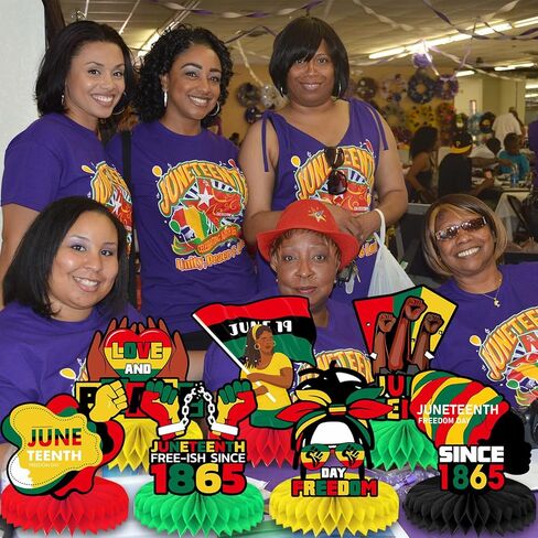 12 قطعة من ديكورات Juneteenth قطع مركزية على شكل قرص العسل ثلاثية الأبعاد مزدوجة الجوانب لجنوب أفريقيا يوم الحرية وديكورات طاولة يوم الاستقلال الأمريكي الأسود لحفلة Juneteenth in Kuwait