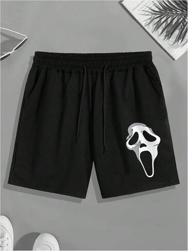 SHENHE Men's Track Shorts Skull Print Graphic Shorts Summer Drawstring Sweat Shorts in Saudi Arabia