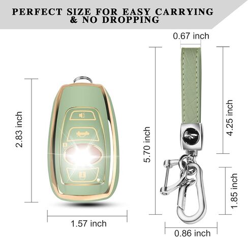 QBUC for Subaru Key Fob Cover Case with Genuine Leather Keychain for Subaru Forester CrossTrek Ascent Outback Legacy WRX etc (Green) in Saudi Arabia