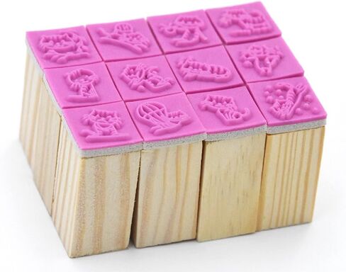 مجموعة طوابع مطاطية خشبية صغيرة لطيفة من Youkwer مكونة من 12 قطعة للحروف وحرف المذكرات وسجلات القصاصات في علبة الثقاب (قطة جميلة عتيقة) in Kuwait