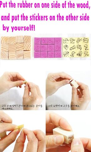 مجموعة طوابع مطاطية خشبية صغيرة لطيفة من Youkwer مكونة من 12 قطعة للحروف وحرف المذكرات وسجلات القصاصات في علبة الثقاب (قطة جميلة عتيقة) in Kuwait