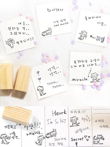 مجموعة طوابع مطاطية خشبية صغيرة لطيفة من Youkwer مكونة من 12 قطعة للحروف وحرف المذكرات وسجلات القصاصات في علبة الثقاب (قطة جميلة عتيقة) in Kuwait