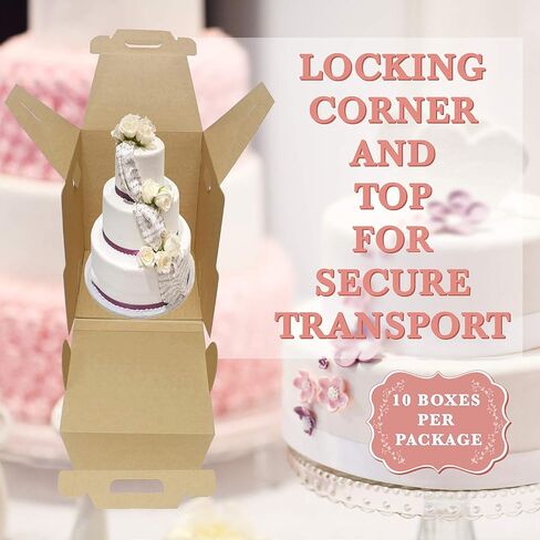 Disposable Cake Carrier Tall Cake Caddy 2 or 3 Layer Cake Carrier - 16 Inch Tall 14x14 Cake Box 10-Pack in Saudi Arabia