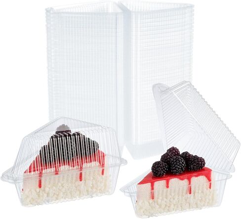 حاوية بلاستيكية لشريحة الكيك مع غطاء مفصلي، صناديق شرائح فطيرة على شكل إسفين 5 بوصات، تخرج صواني للكيك، والفطيرة، وكعكة الجبن، وتريس ليتشيس، والحلويات، 200 قطعة in Kuwait