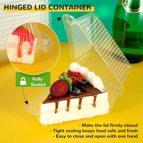 حاوية بلاستيكية لشريحة الكيك مع غطاء مفصلي، صناديق شرائح فطيرة على شكل إسفين 5 بوصات، تخرج صواني للكيك، والفطيرة، وكعكة الجبن، وتريس ليتشيس، والحلويات، 200 قطعة in Kuwait