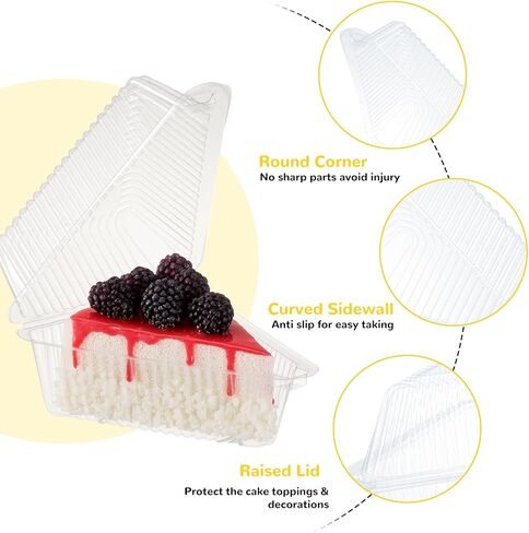حاوية بلاستيكية لشريحة الكيك مع غطاء مفصلي، صناديق شرائح فطيرة على شكل إسفين 5 بوصات، تخرج صواني للكيك، والفطيرة، وكعكة الجبن، وتريس ليتشيس، والحلويات، 200 قطعة in Kuwait