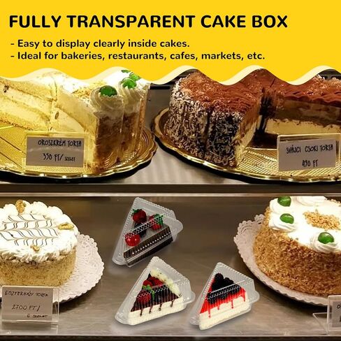 حاوية بلاستيكية لشريحة الكيك مع غطاء مفصلي، صناديق شرائح فطيرة على شكل إسفين 5 بوصات، تخرج صواني للكيك، والفطيرة، وكعكة الجبن، وتريس ليتشيس، والحلويات، 200 قطعة in Kuwait