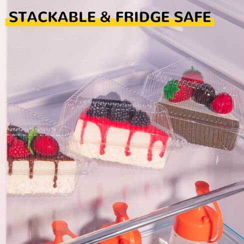 حاوية بلاستيكية لشريحة الكيك مع غطاء مفصلي، صناديق شرائح فطيرة على شكل إسفين 5 بوصات، تخرج صواني للكيك، والفطيرة، وكعكة الجبن، وتريس ليتشيس، والحلويات، 200 قطعة in Kuwait