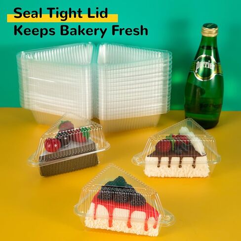 حاوية بلاستيكية لشريحة الكيك مع غطاء مفصلي، صناديق شرائح فطيرة على شكل إسفين 5 بوصات، تخرج صواني للكيك، والفطيرة، وكعكة الجبن، وتريس ليتشيس، والحلويات، 200 قطعة in Kuwait