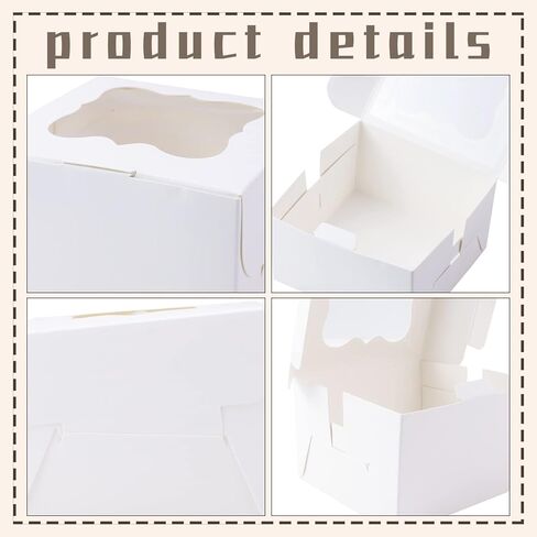 Tecmisse 50 Sets 4 x 4 x 2.5 Inches Small Cookie Boxes with Window Bakery Boxes Cake Boxes Pastry Boxes for Cookies, Cupcakes, Dessert (white) in Saudi Arabia