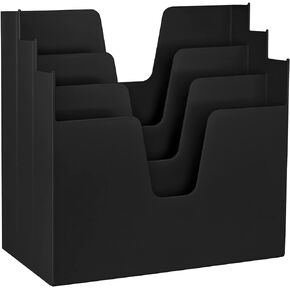 Acrimet Horizontal Triple File Folder Holder Incline Desktop Organizer Hanging File Box Letter Size (Black Color)