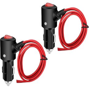 2PCS 24V 12V Cigarette Lighter Male Plug, 3.3FT 14AWG Male Cigarette Lighter Plug, 15A Fused 12V Plug Cigarette Plug with On Off Switch, Cigarette Lighter Adapter Plug for Car Truck RV Motorcycle Boat