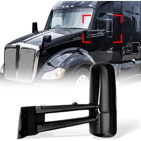for Kenworth T680 T880 Door Mirror Assembly,Heated Defrost Motorized Rear View Mirror Assembly with Arm Replacement for Kenworth T880 T680 Driver Side/Left Side (Black)