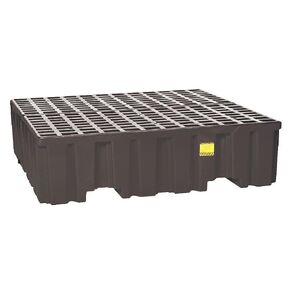 Eagle 2 Drum Spill Containment Pallet with Drain and Forklift Pockets, 51.5"x26.25"x13.75", 66 Gallon Sump, 4,000 lbs. Load Capacity Secondary Containment Pallet, Made in USA, Yellow, 1620