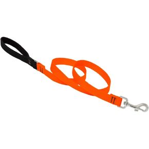 Dog Leash by Lupine in 3/4" Wide Blaze Orange 6-Foot Long with Padded Handle