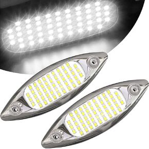 HUSUKU 5.6" LED Marine Courtesy Lights, SOOP3 P3-1 51LED 1800LM IP68 Shuttle Type Boat Transom Light Surface Mount for Yacht Pontoon Kayak Stern Interior Underwater Deck Cabin Fishing (2Pcs White)