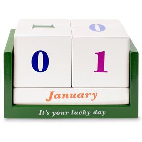 Kate Spade New York Desktop Perpetual Wooden Block Calendar 6" x 4", Lucky Day