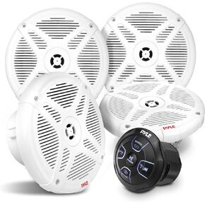 Pyle 6.5'' Water-Resistant Rated Off-Road Speakers - Marine Speakers w/ Wireless BT Remote Control Receiver, Compact Dual Vehicle Speaker System for ATV, UTV, 4x4, Jeep, Powersports Vehicles
