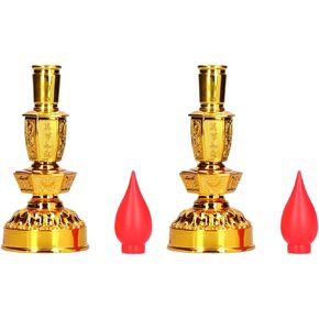 Candle Lamp, Flower Buddhist Light LED Consumption Chinese Style Traditional Retro Buddhist Decor Lamp for Buddhist Temples Yoga Studios(Single Bright Electric Candle)