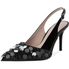 AUMOTED Women's Slingback D'Orsay Slip-on High Heels Pointed Toe Stiletto Ankle-Strap Heel Pump Dress Shoes 3.5 Inch