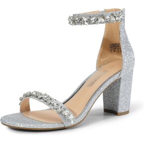 DREAM PAIRS Women's Chunk Heel,Size 10,SILVER-GLITTER-RHINESTONE,SDHS2440W