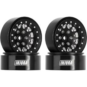 INJORA 1.3 Beadlock Wheel Rims - Brass Wheel Rims 68g -3.75mm for SCX24 TRX4M Upgrade 1/24 1/18 RC Crawler Car (Black Gold)